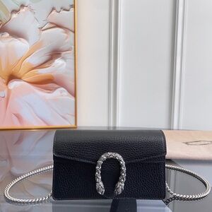 Gucci Black Crossbody Bag with Silver Chain